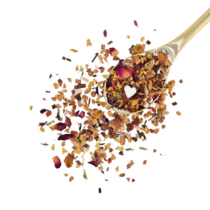 Früchte und Kräutertee mit Marzipan und Mandel