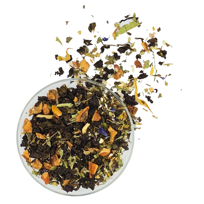 Bio Oolong Tee mit Blüten und Grapefruitstücken