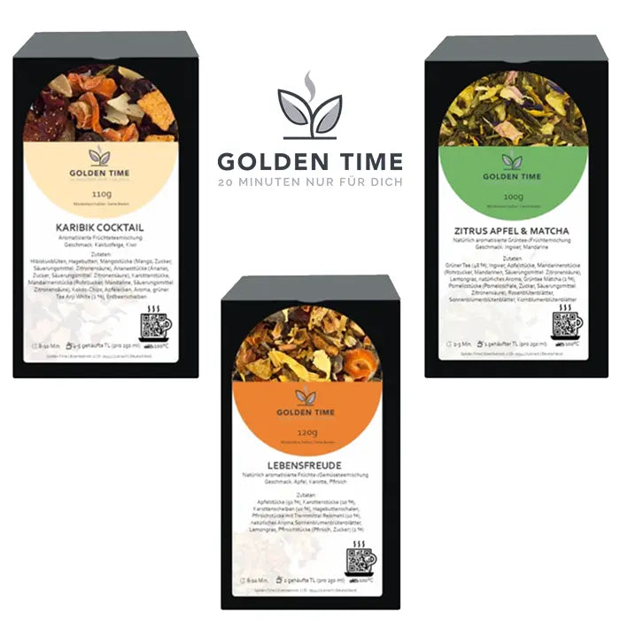 Sommermomente Tee Set mit Karibik Cocktail, Lebensfreude und Zitrus Apfel Matcha von Golden Time Tee